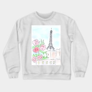 Paris, France, architecture, travel, watercolor, art, capital, sketch. Illustration hand drawn modern Crewneck Sweatshirt
